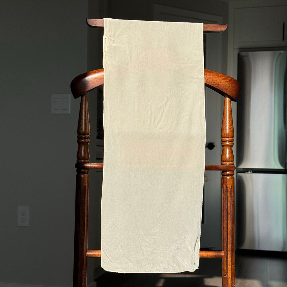 Vintage Sacha 100% Silk Oblong Scarf Ivory Cream Made in Korea 44 x 11 in - Picture 1 of 4